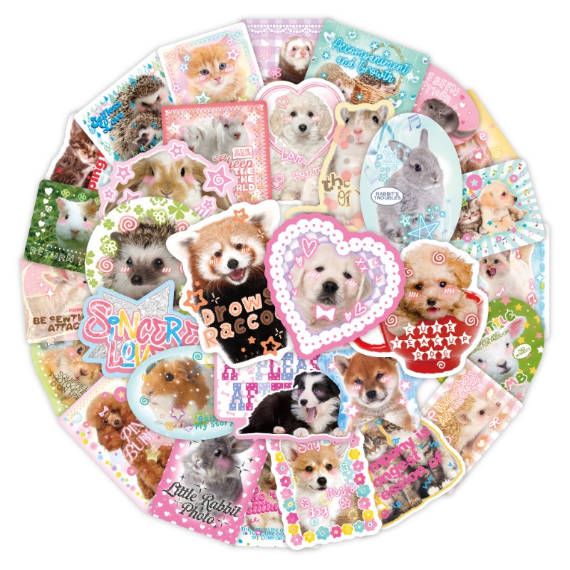 Phone Accessories For Kids - 50 ชิ้น/เซ็ต Kawaii แฟชั่นสมุดภาพสมุดบันทึกสติกเกอร์น่ารักสัตว์จริงเคสโทรศัพท์กีตาร์กระเป๋าเดินทาง Decal DIY