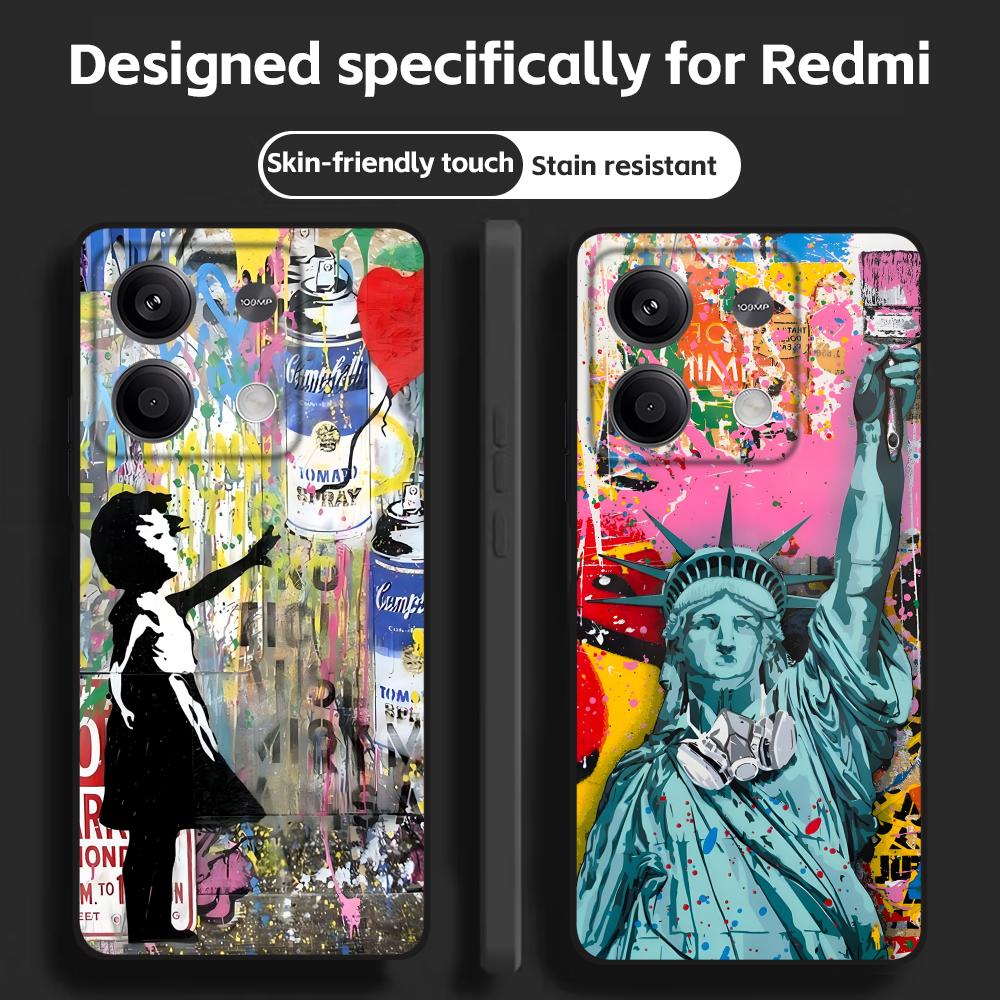 Xiaomi Phone Accessories - Banksy Graffiti Artเคสโทรศัพท์สําหรับRedmiหมายเหตุ 14 13 12