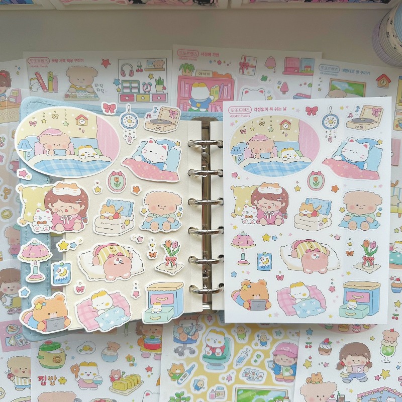 Phone Accessories For Kids - การ์ตูนสาวน้อยน่ารักและสัตว์ต่างๆ ชุดสติกเกอร์ชีวิตประจำวัน สมุดภาพ DIY ตกแต่ง เครื่องเขียนสำหรับเด็ก